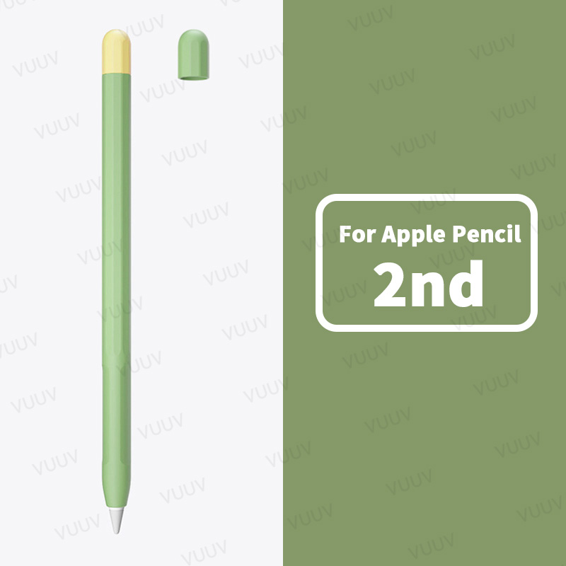 Étui souple en Silicone pour Apple Pencil, 1 ou 2 pièces, housse de protection Duotone, pour iPad de 1ère et 2ème génération: 2nd Light green