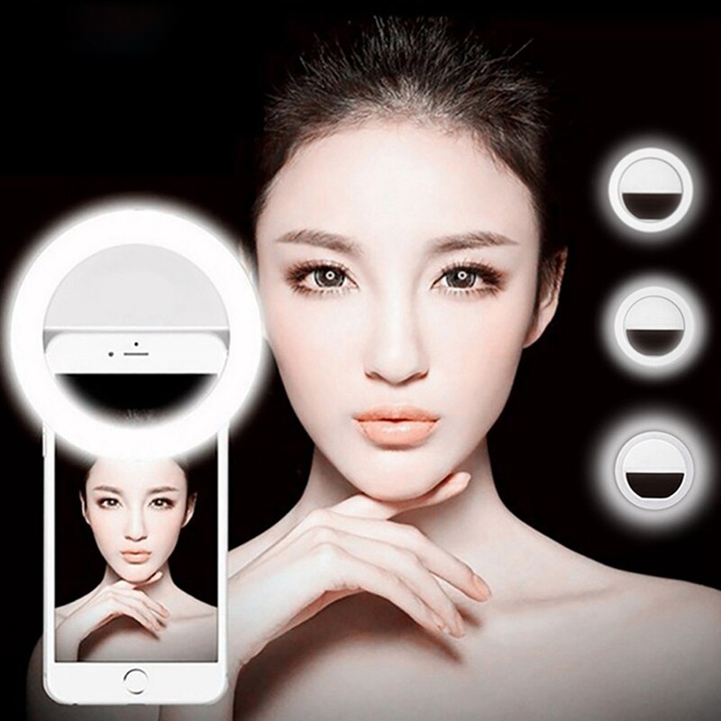 Ailehkuo Draagbare Universele Selfie Lamp Mobiele Telefoon Lens Flash Ring Led Camera Lichtgevende Ring Clip Light Voor Iphone Xs 12 8 Plus