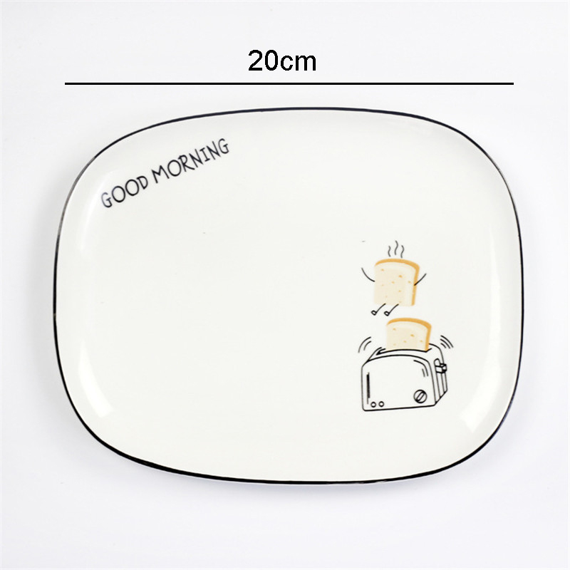 1Pce Nordic Stijl Keramische Borden Unieke Fruit Salade Cake Dessertbord Creatieve Westerse Brief Schotel Ontbijt Plaat