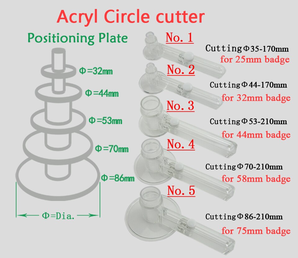 Acrylic paper circle cutter special for 44mm button badges