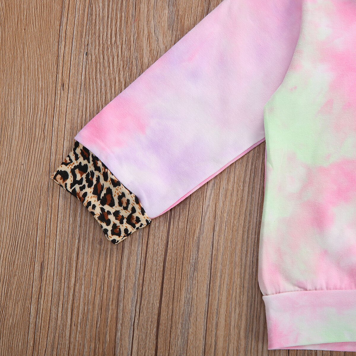 Focusnorm 0-24m baby piger drenge tie-dye tøj sæt leopard trykt rund hals langærmet toppe bukser bukser