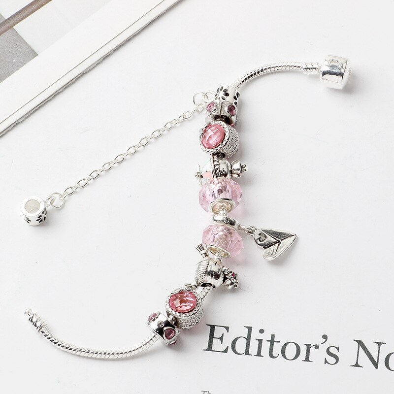 Pan familjearmband rosa serie pojkar flickor ren kärlek armband kärlek papper flygplan hänge armband