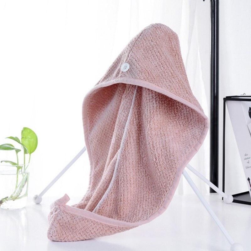 Hårpleje koral fleece hår tørrer håndklæde super absorberende twist hår wrap wrap cap turban hat til krøllet langt og tykt hår