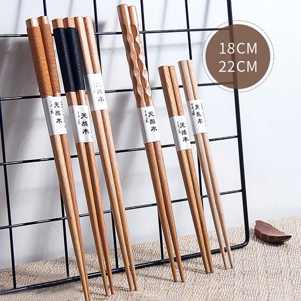 1 Pair Japanese Food Chop Stick Travel Baguettes Portable Reusable Non-slip Wooden Chopsticks Tableware Sushi Hashi Tools