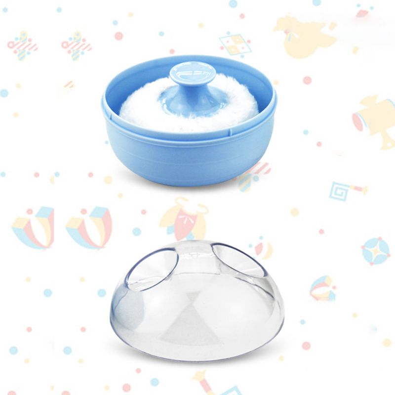 1 Set Portable Baby Soft Body Talcum Powder Puff Sponge + Box Case Container Useful Supplies