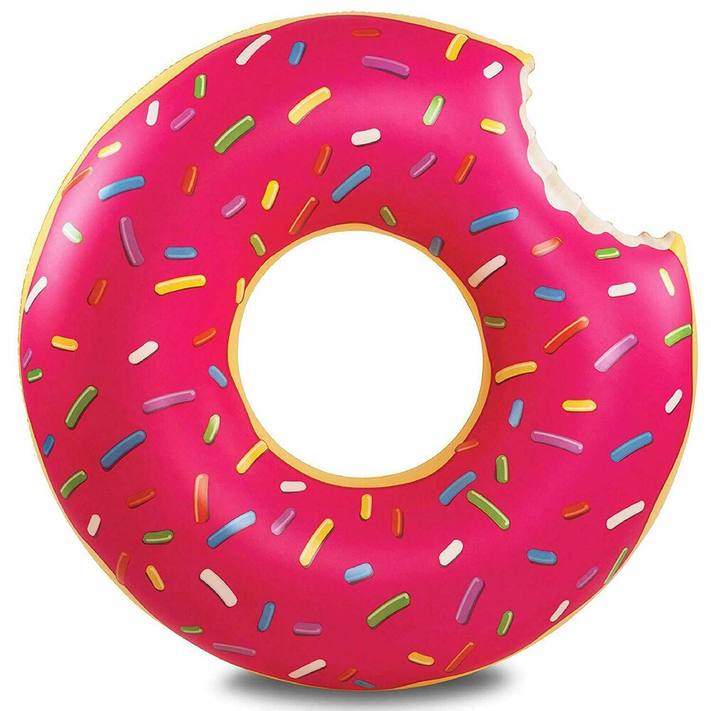 Simning ring barn färgglada munk tjockare pool flyta sommar utomhus simma strand pool fest söta vuxna barn munk simning ringar: Rosa 60 cm
