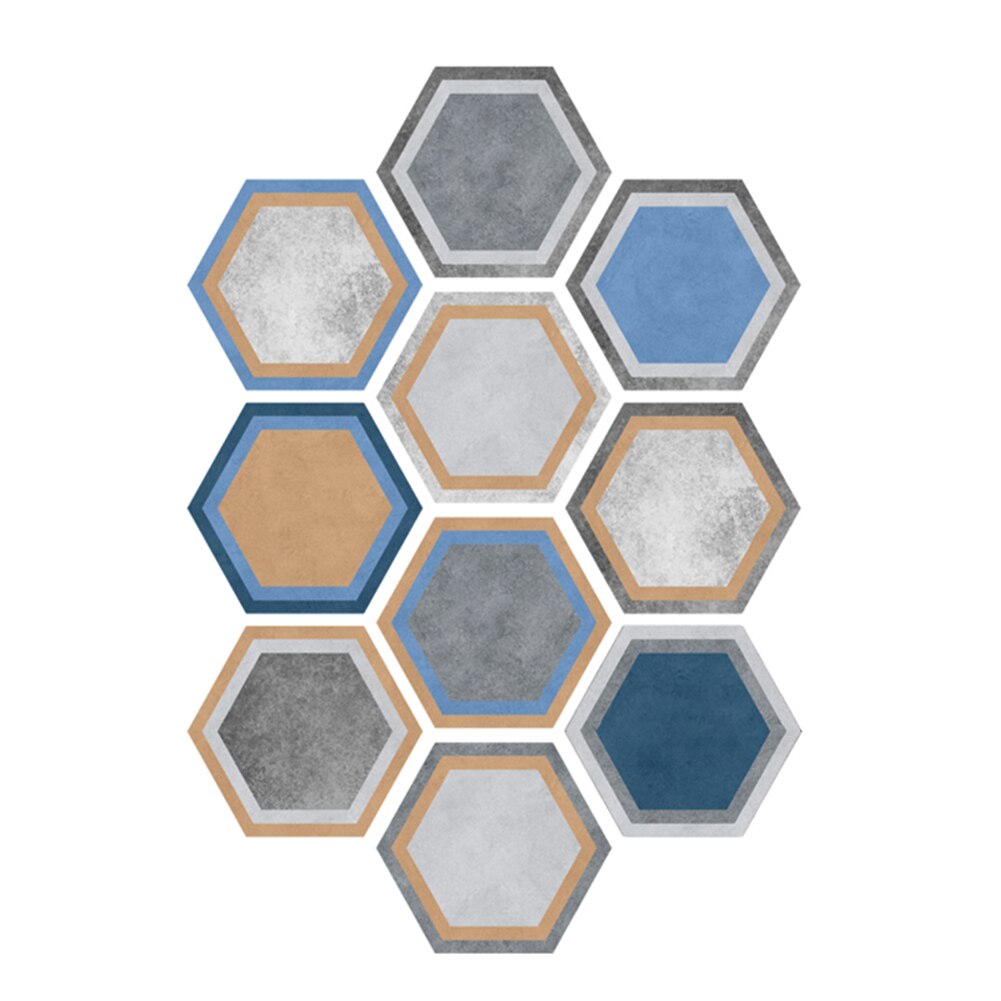 10pc nowe sześciokątne płytki podłogowe naklejki ścienne samoprzylepne wodoodporne pcv DIY sztuka fresk kuchnia salon podłoga w pomieszczeniu ściana kafelkowa naklejka: D