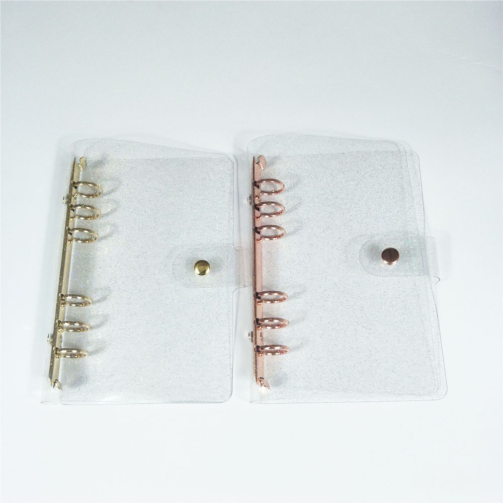 A5/A6 Glitter Sequins Loose Leaf Notebook Inner Core Cover 6 Rings Gold Rose Gold File Folder Binder Ring Kawaii Stationery