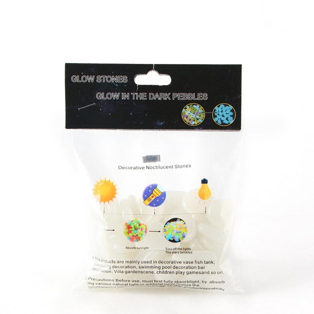 50 pçs cor artificial luminosa pedra fluorescente pedra brilhante inglês completo saco embalagem tanque de peixes paisagismo: white