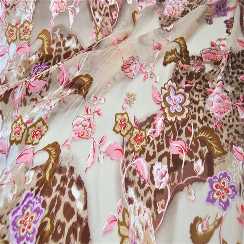 Seda quemada tela 18 m/m 114cm ancho leopardo estampado Jacquard patrón Opal seda para vestidos de noche: Default Title