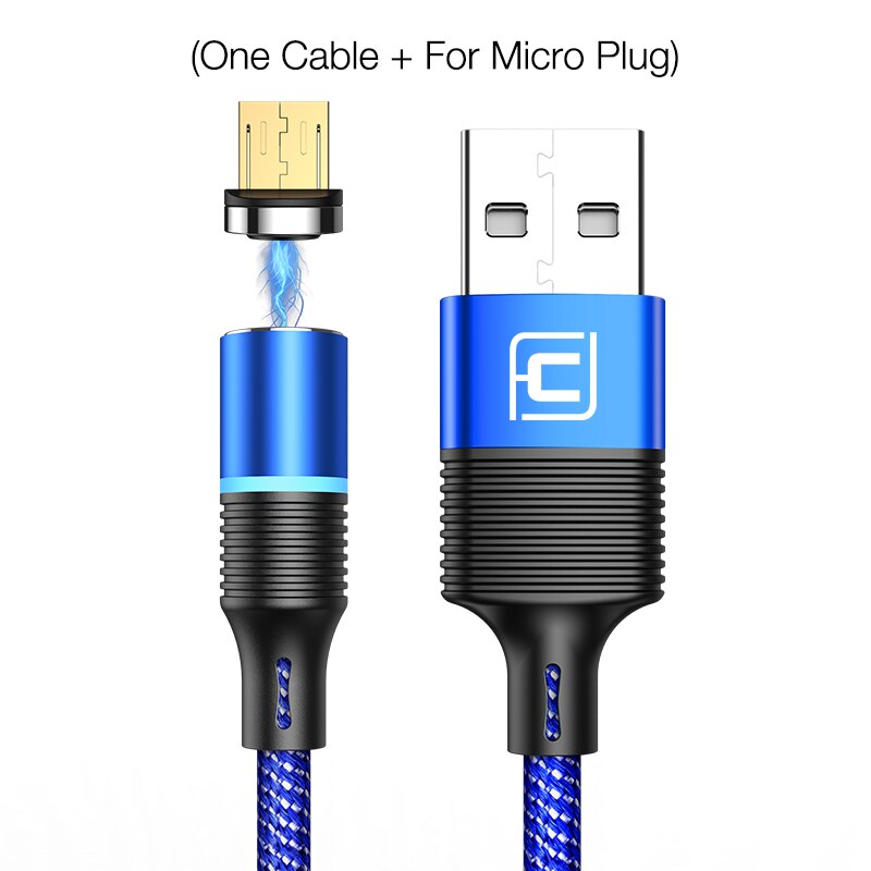 CAFELE QC3.0 LED Magnetic USB Cable for iPhone USB Type C Micro Cable 3A Fast Charging Cables for Huawei Samsung Xiaomi Oneplus: 1.2M Blue for Micro