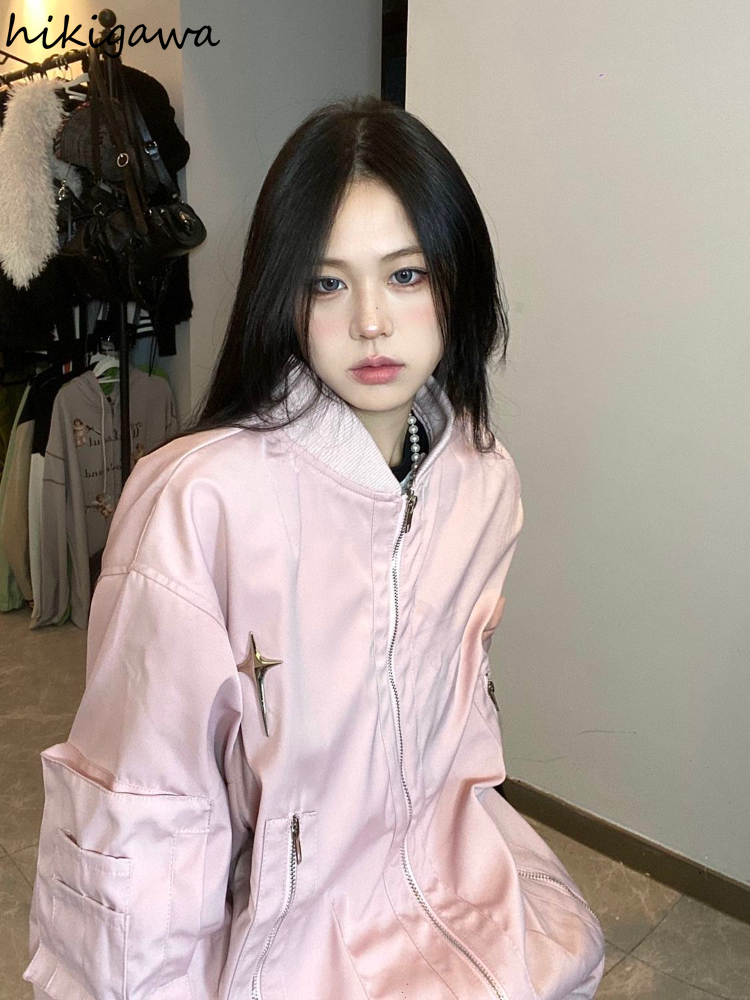 Harajuku Vintage Jackets Women Oversized Outwear Clothes for Teens Streetwear Fashipn Korean Coat Y2k Tops Ropa Mujer 7k453