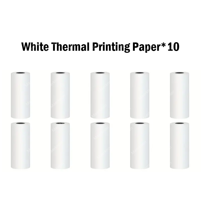 10 Roll Mini Printer Paper Self-adhesive Paper White Thermal Paper Printer Label Sticker For Wireless Photo lnkless Printer 57mm: black