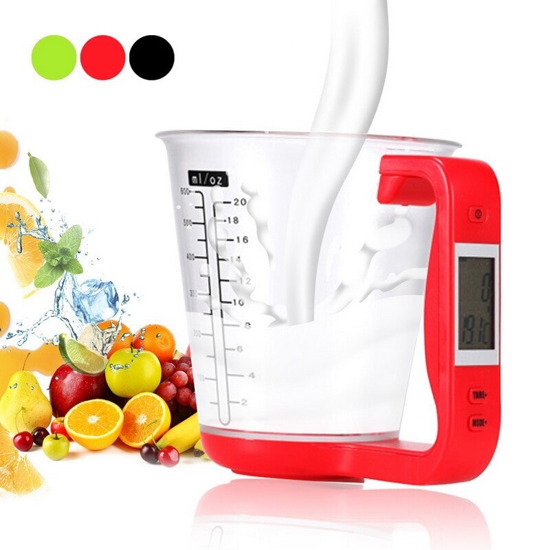 Vaso medidor de Cocina Digital Libra, herramienta electrónica, báscula con pantalla LCD, tazas de medición de temperatura, 1000g/1g
