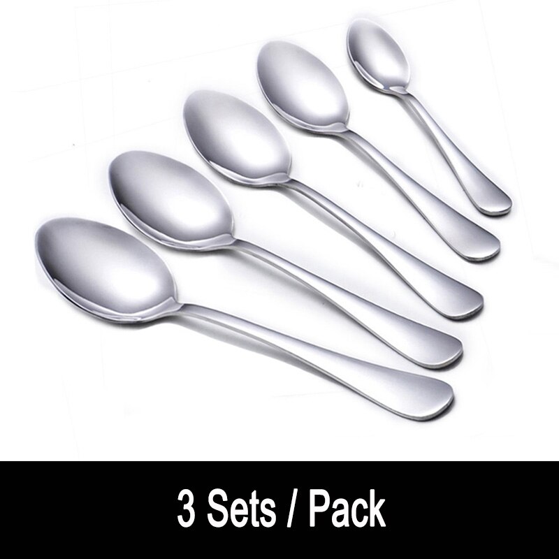 Lepelset roestvrij staal puntige lepelset 5 stuks verschillende maten bestek diner dessert ijs thee koffie lepel vallend: Puntige lepel 3 sets