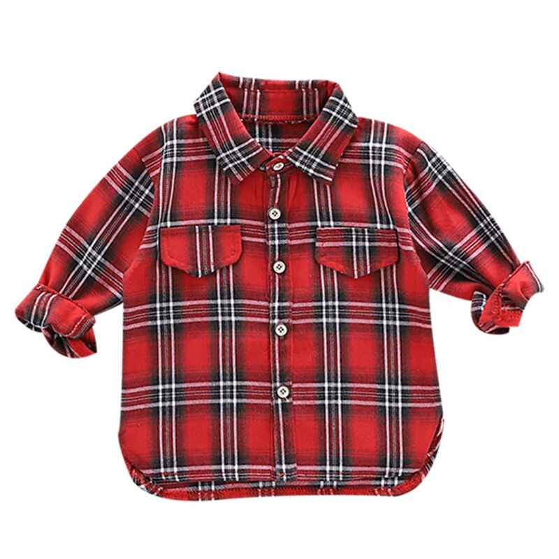 Katoen Jongen Shirts Baby Jongens Lange Mouwen Plaid Print Shirts Kids Tops Tees Shirts Casual Blouse: C1 / 1-2T