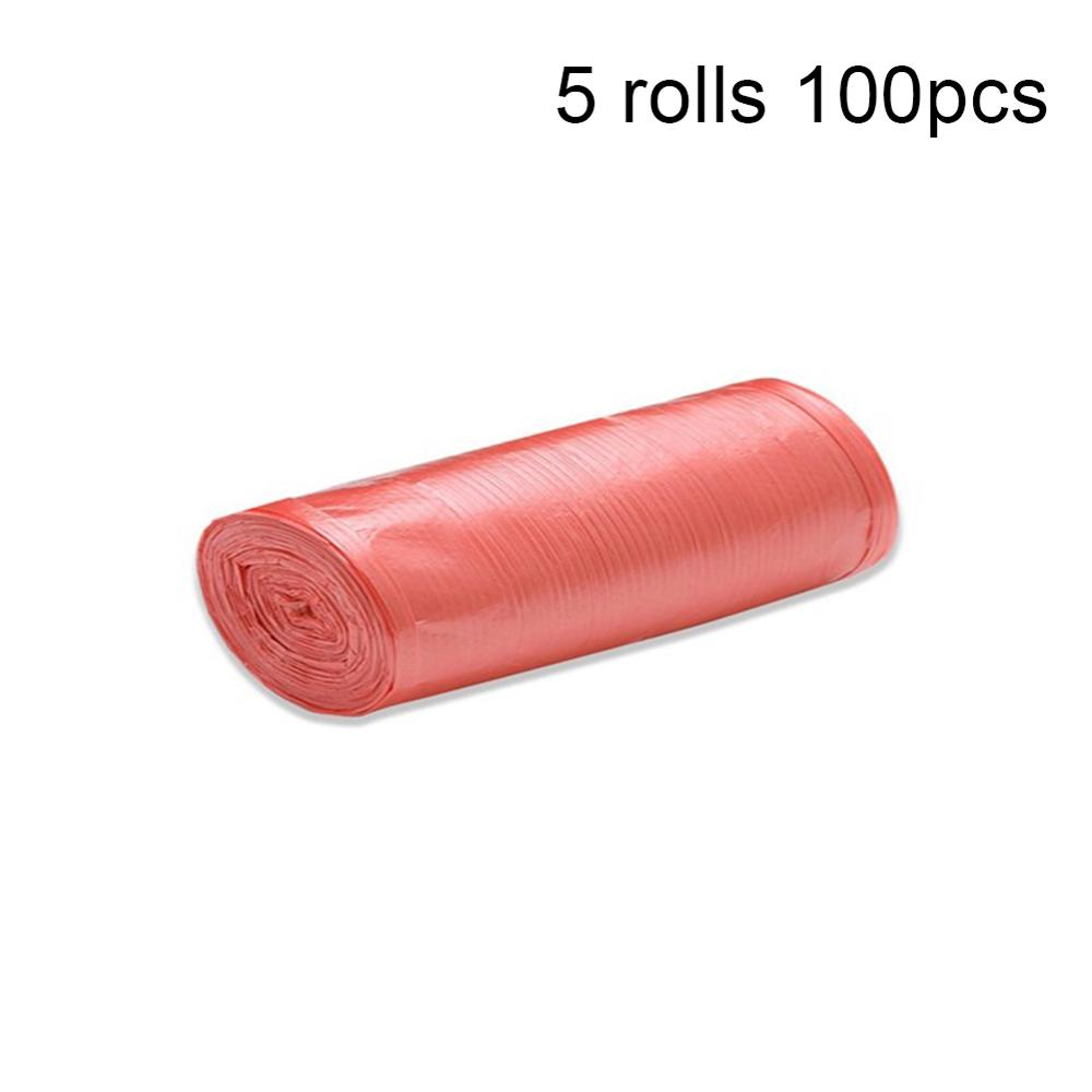 5 Rolls 100pcs Disposable Garbage Bag Kitchen Rubbish Bags Plastic Garbage Bag Kitchen Waste Bag Plastic Trash Bag Kitchen Tools: Rose Red Vest