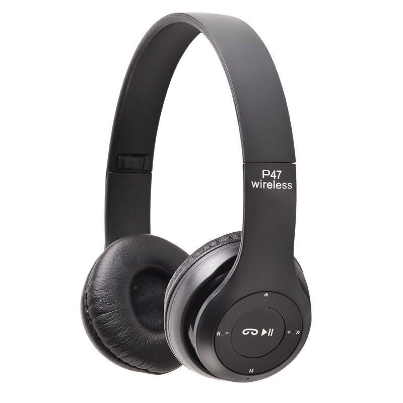 Wireless Bluetooth 5.0 Headphones Over Ear Headest Foldable Headphone with Mic Hi-Fi Stereo For phone pc laptop: Black