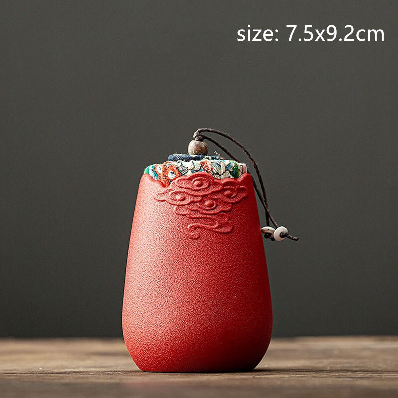 Portable Tea Caddy Travel Tea Bag Sealed Ceramics Jar Tea Storage Moisture-proof Containers Kitchen Spice Coffee Canister: C2