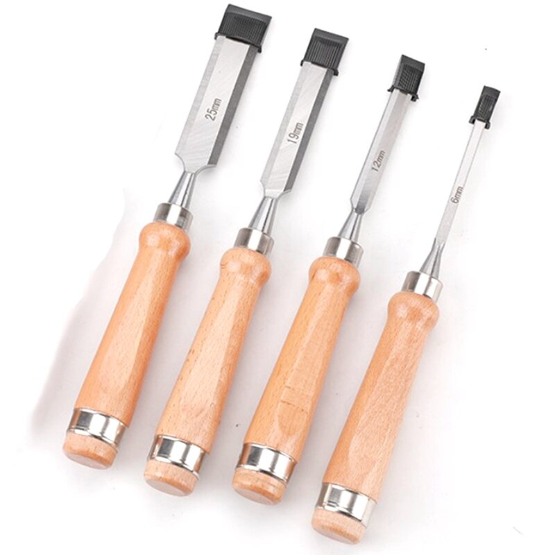 4Pcs Woodworking Chisels Set 6/12/19/25mm Wood Carving Chisels Gouge Diy Carpenter Engraving Tool