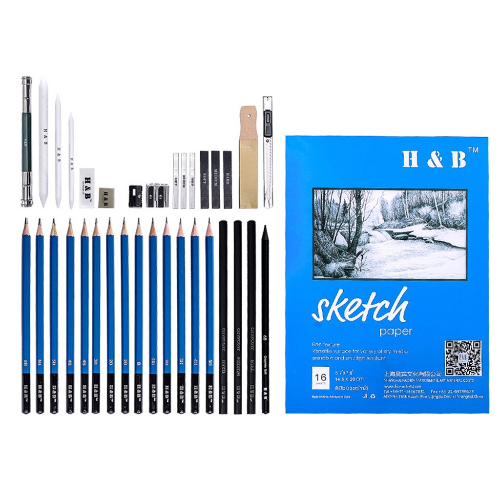 Sketching Pencil Set 2H-8B Break-resistant Artist Student Drawing Tools Kit