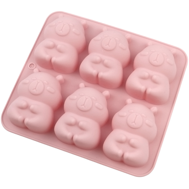 Moule en Silicone de dessin animé, Animal souris Kapibala alpaga crabe tortue avion savon chocolat gelée plateau à glaçons outils de décoration de gâteaux: kaki foncé
