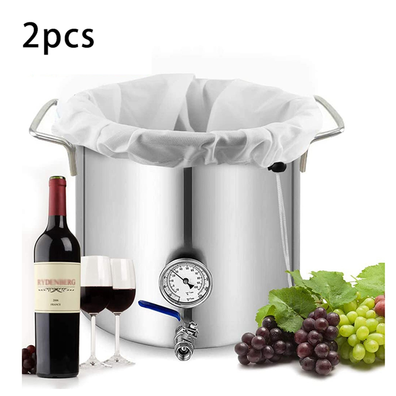A36T-4 Pack Brew Bags - Herbruikbare Mesh Bag Voor Fruit Cider Druif Wijnpers Trekkoord Uitpersen Brouwen In Een Zak 38X42cm
