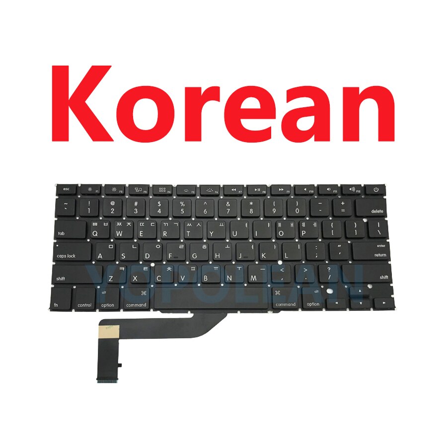 US UK Russian Spain French German Sweden Laptop Keyboard For Macbook Pro Retina 15" A1398: Korean