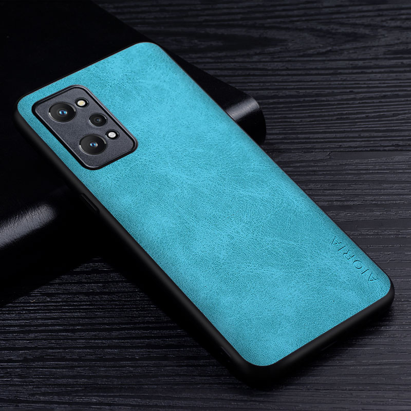 Prämie PU Leathe Telefon fallen für OPPO Realme GT 2 Profi Neo2 kratzen-Besteändig Solide Farbe Abdeckung für Realme GT2 Profi Meister fallen: GT Meister Auflage / hell Blau