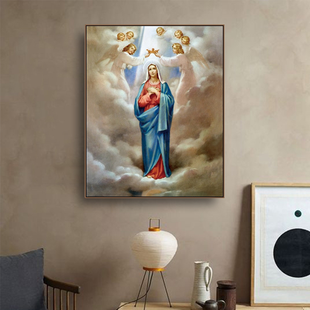 Jomfru maria afstamning kristen lærred maleri & kalligrafi kunst boligindretning lærred væg kunst billede til stue kirke