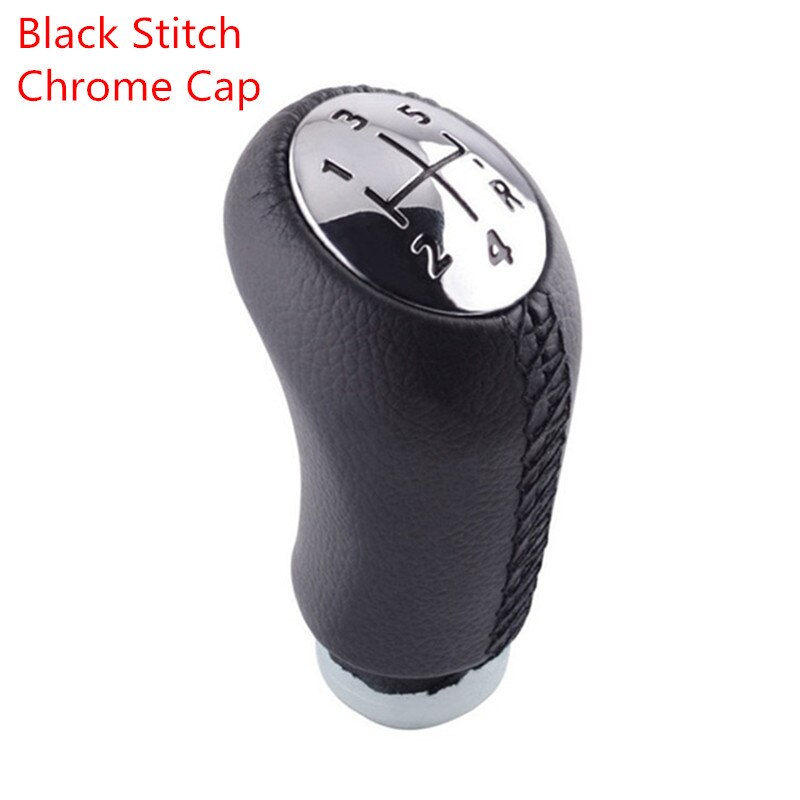 Pomo de cambio de marchas MT de cuero para Renault Scenic II MK2 Megane 2 MK Clio 3 III MK3 Kangoo, bolígrafo de cambio de marchas, negro, gris, Beige: Black Stitch Chrome