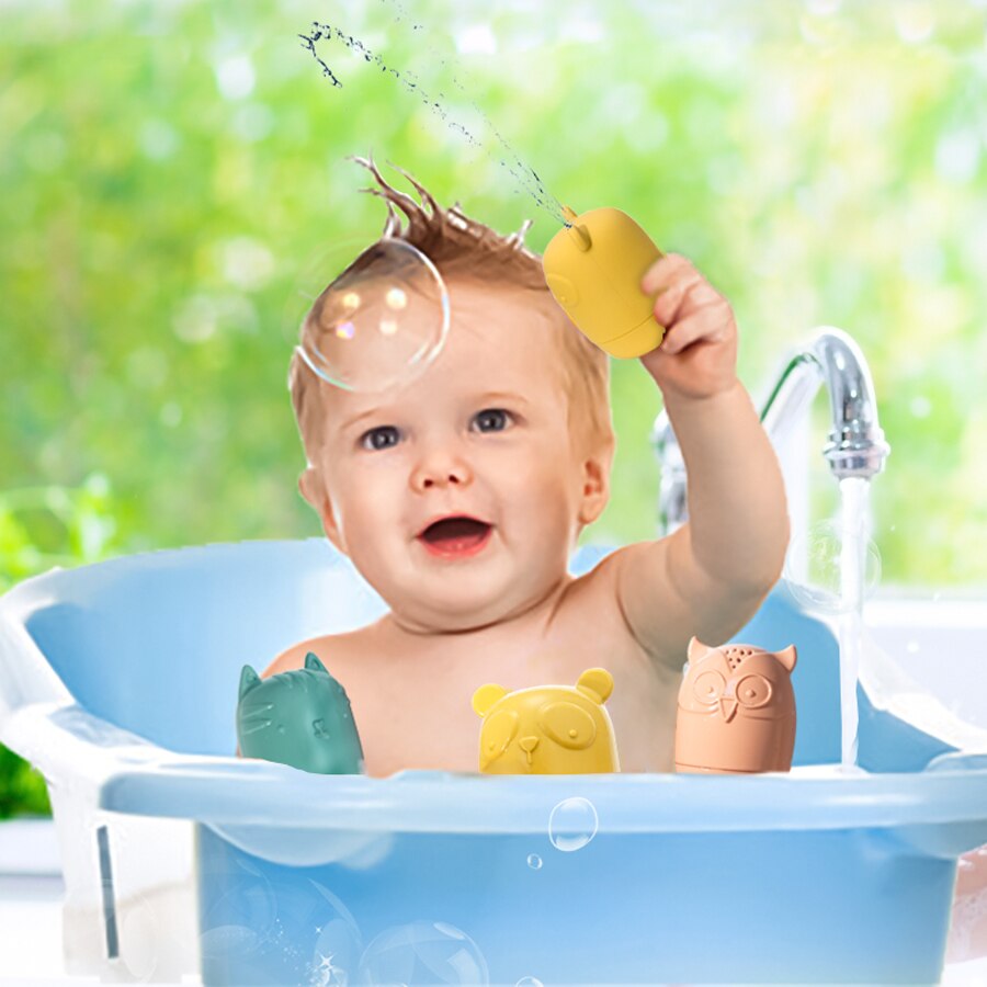 Baby Shower Cartoon Dier Speelgoed Baby Shower Speelgoed Afleiding Drijvende Siliconen Bad Speelgoed Drip Zachte Siliconen Bpa Gratis