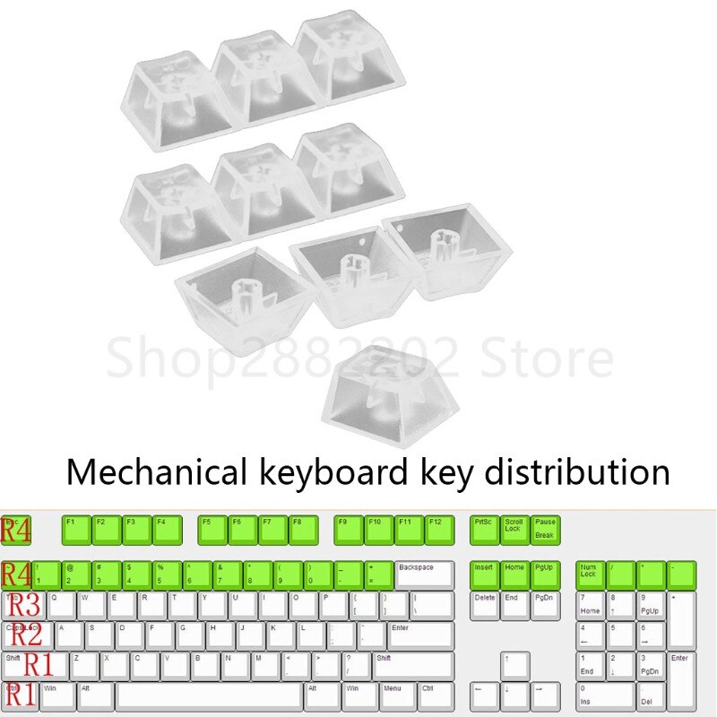 10Pcs Transparent ABS Tastenkappen Mechanische tastatur Matte Backlit Key caps Für Kirsche Gateron Kailh Schalter R4 R3 R2 R1