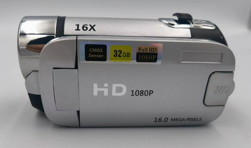 16MP HD Digital Camera 1080P Full HD Digital Video Camcorder 270 degree Rotation Screen 16X Night Vision Zoom Shooting Cam: Silver / Bundle4