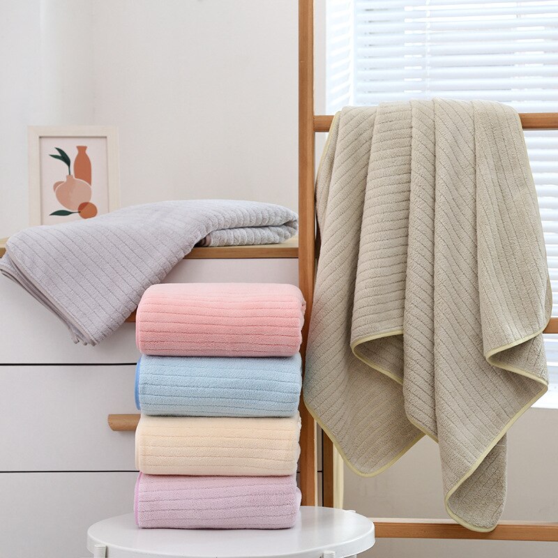 70x140cm Thick Coral Fleece Bath Towel Microfiber Fabric Towel Super Absorbent Quick-Drying Soft Household Bathroom Bath Towel