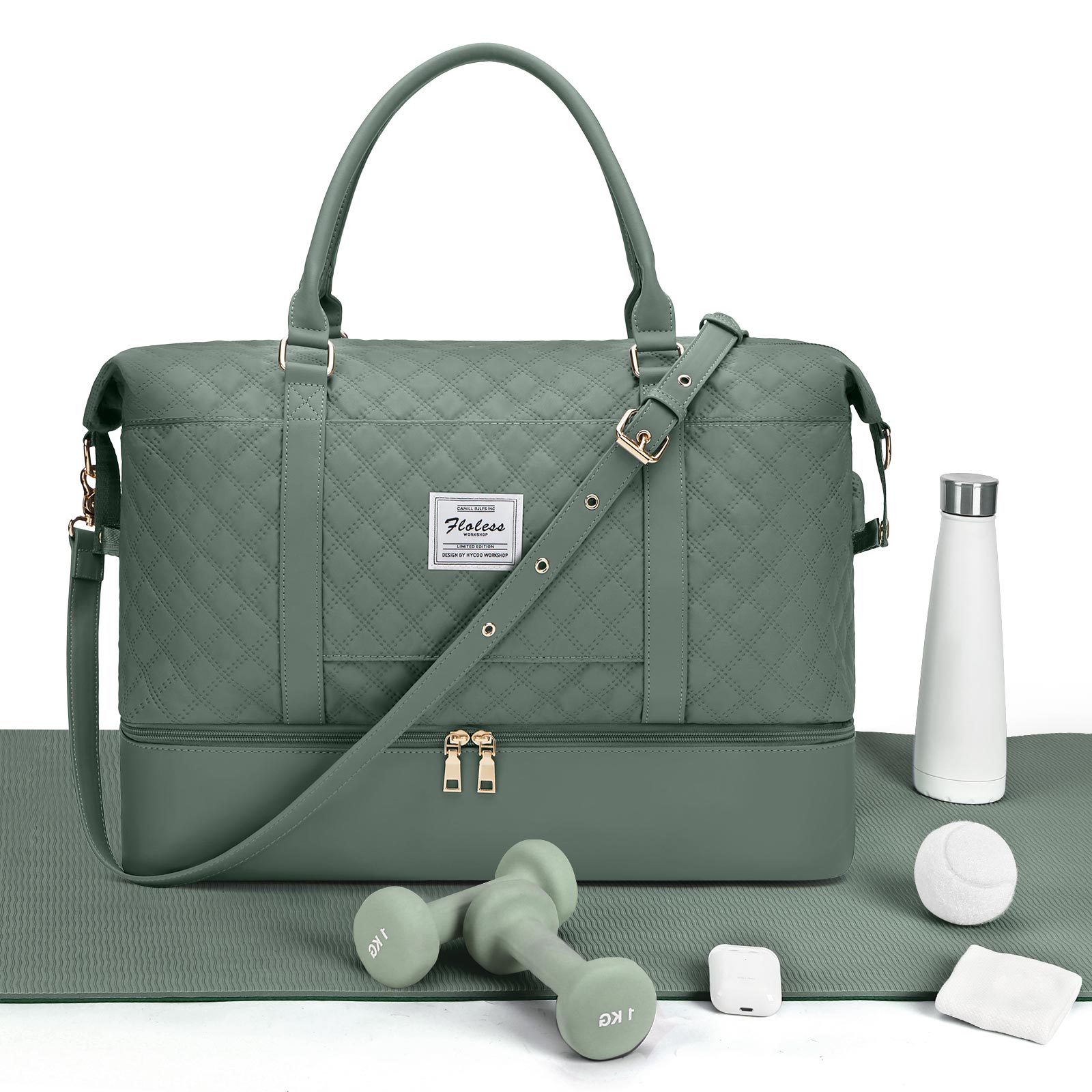 Reis Plunjezak, Sporttas Sporttas, Schouderweekendtassen Voor Dames Met Trolleymouw, Opvouwbare Handbagage Tas: green
