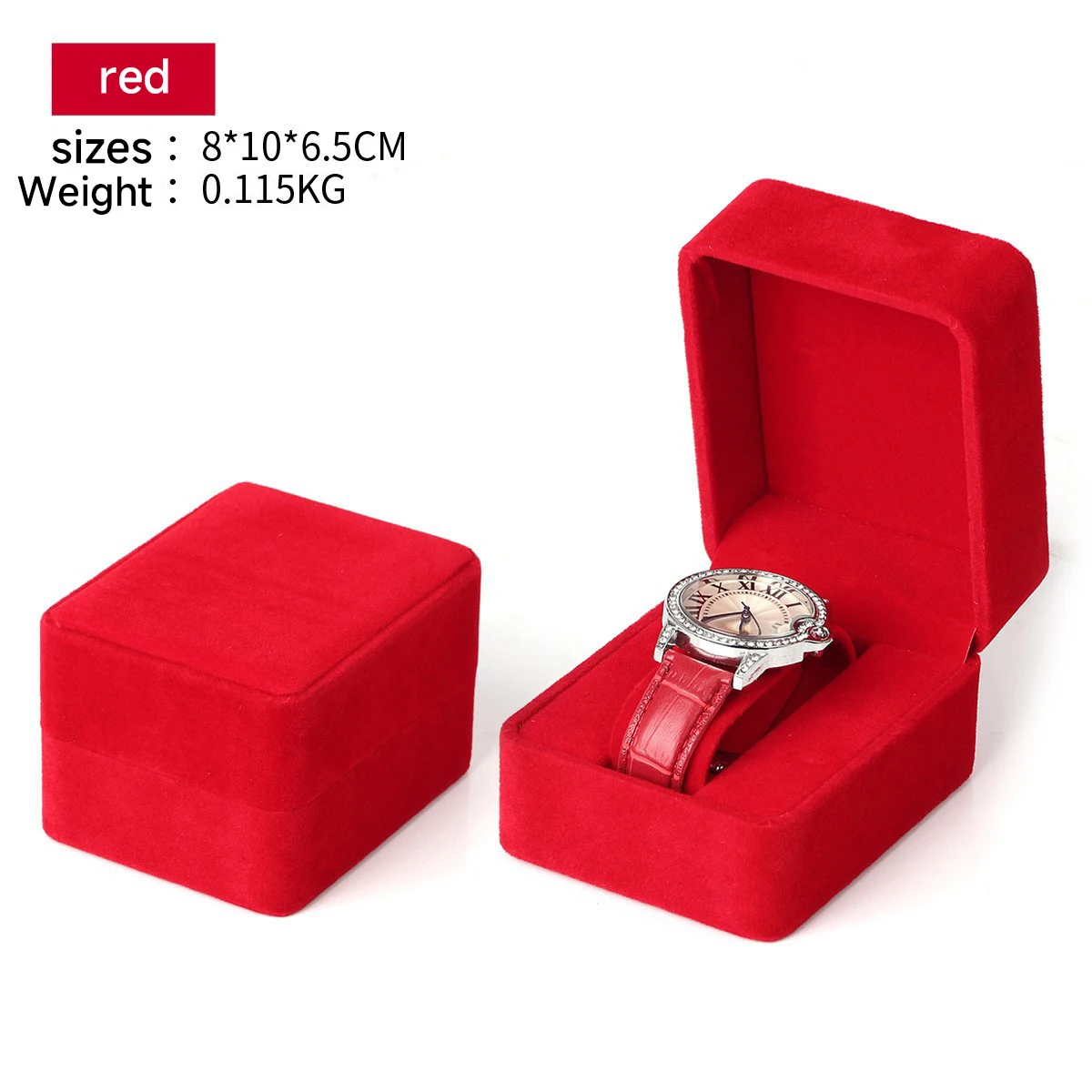 Boîte de montre velours coin rond Smartwatch horloge mallette de rangement bijoux accessoires affaires boîtes d'emballage noir rouge bleu: Bleu