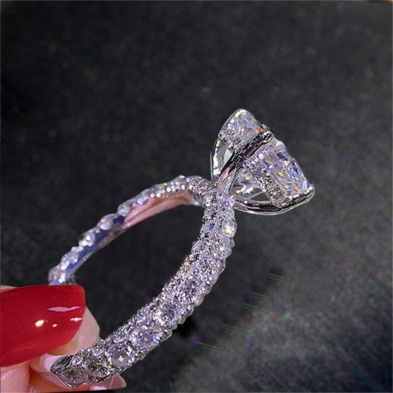 Cc enkla ringar för kvinnor cubic zirconia bröllop trendiga smycken förlovningslöfte ring bijoux  cc2101: 8 / Vitguldfärg