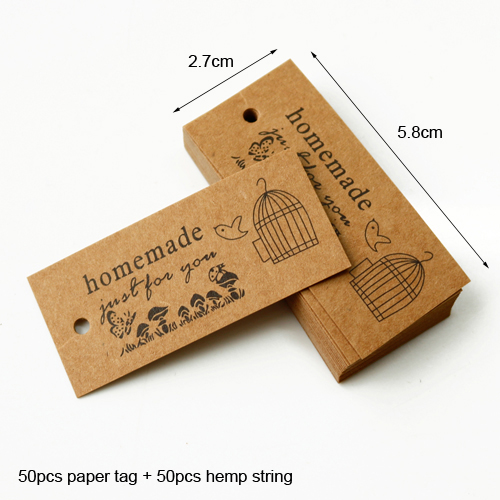 50 Stuks Vintage Kraftpapier Tag Hang Tags Wedding Birthday Party Candy Dozen Prijs Label Naaien Kleding Kledingstuk Tags: Birdcage