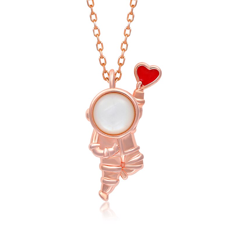 Astronauten-anhänger im retro-stil 925 mit larimar-motiv für damen: Liebesuniversum muschel