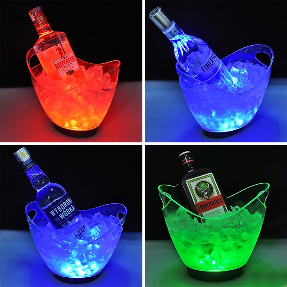 Seau à glace étanche LED, 5 couleurs, Transparent, léger, pour boîte de nuit, Bar, fête, Champagne, vin,