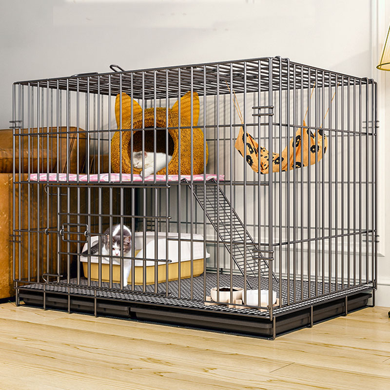 Midden 2 Lagen Kat Kooi Villa Twee Lagen Huis Luxe Grote Ruimte Indoor Opvouwbare Cattery Artikelen Kat Nest