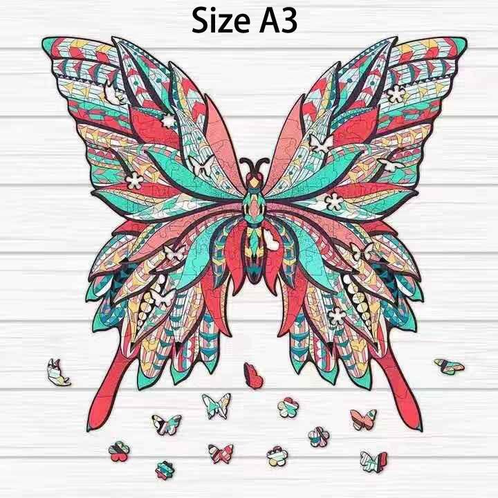Dinosaur Butterfly Wooden Jigsaw Puzzle Wooden Puzzle Puzzles For Adults Toys Kids Christmas Toy Wooden Games Educational G I3X3: Butterfly  A3
