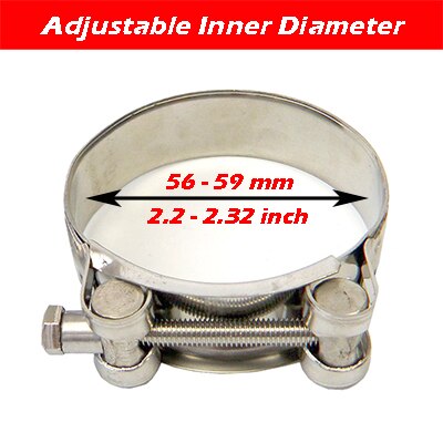 Abrazadera Universal para tubo de escape de Carmon, de acero inoxidable 304, para automóvil, motocicleta, silenciador extensible: 56-59mm 2.2-2.32in