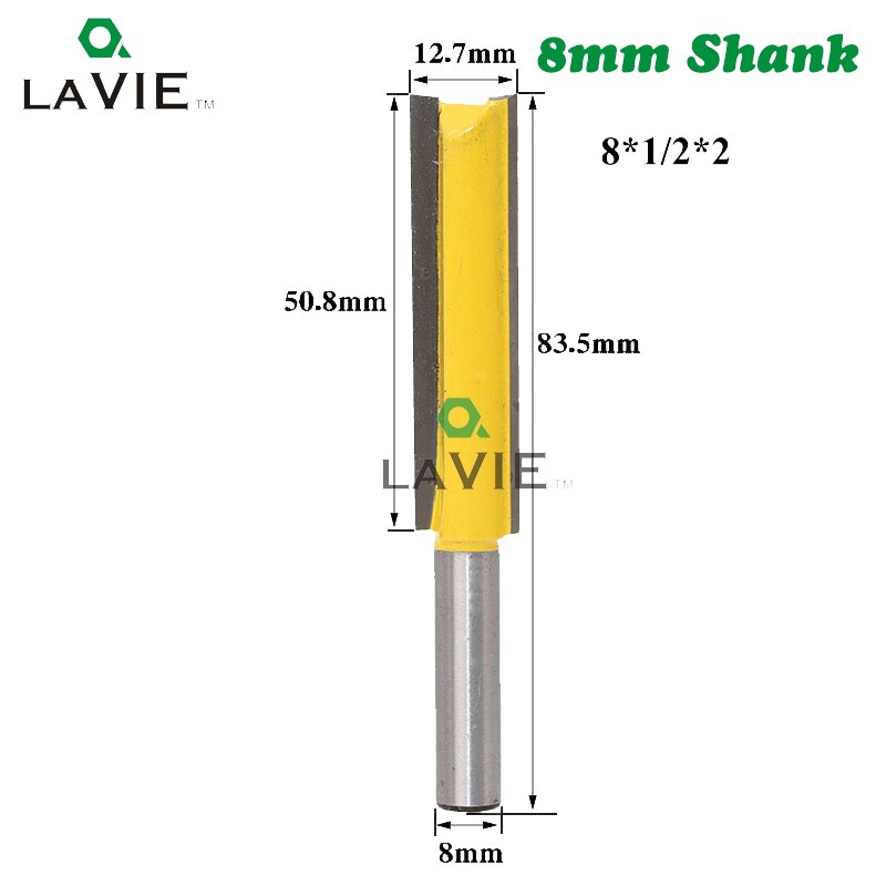 LA VIE 8mm tige 50mm 77mm longue fraise droite 1/2 "fraisage diamètre de coupe bord coupe du bois coupe couteau MC02009: 8x12.7x50.8mm