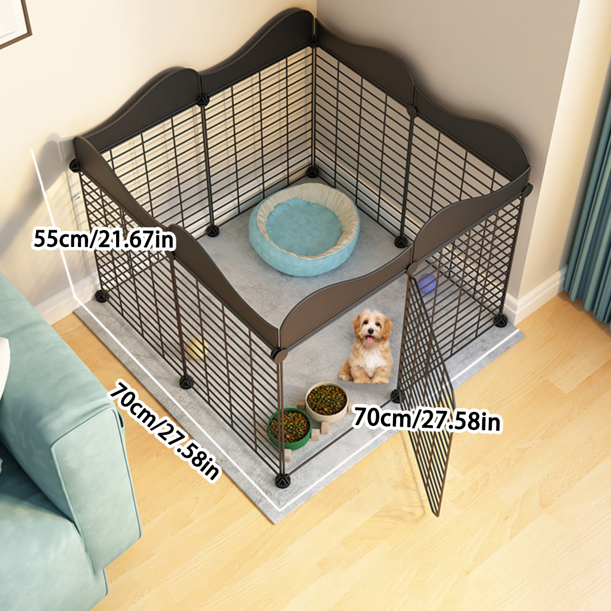 Pet Fence Dog Fence Indoor with Toilet Area Small and Medium-Sized Dog Kennel Free Combination Home Isolation Dog Cage: Burgundy