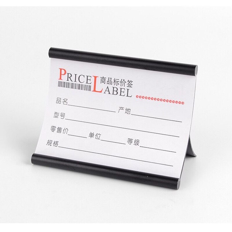 120X95Mm Metalen Tafel Bureau Menu Houder Prijskaartje Label Kaarthouder Stand Reclame Teken Houder Papier Display stand: Black