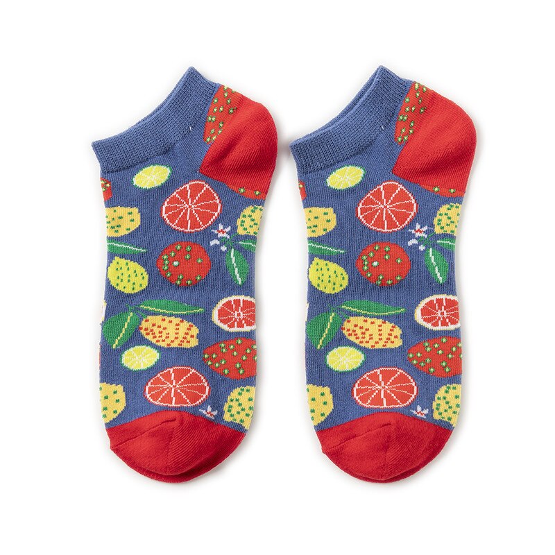 Hip hop trend sjove kvinder mænds korte sokker farverige personlighed tegneserie frugt dyr mønster skateboard sokker: 17