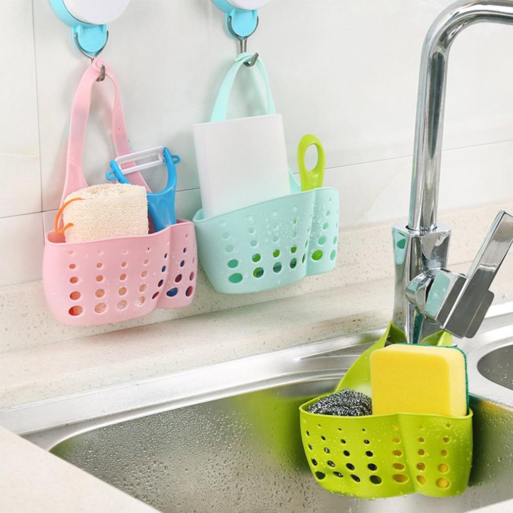 Wall-Mounted Multifunctions Kitchen Sink Plastic Water Drainer Hanging Portable Basket Adjustable Container