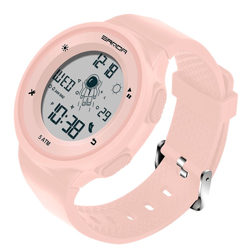 Creatieve Outdoor Sport Horloge Mannen Mode Eenvoudige Elektronische Horloge Man 50M Waterdichte Horloges Voor Jongens Meisjes klok: pink